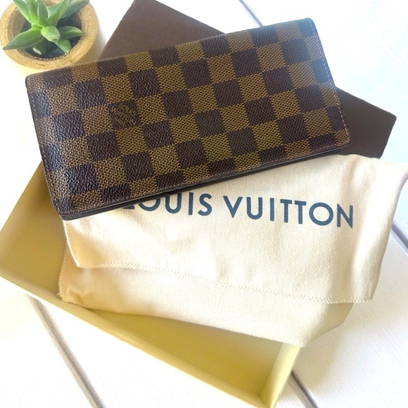 LOUIS VUITTON Damier Ebene Long Flap Wallet w/ Box & Dustbag - Picture 1 of 12